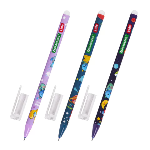 Ручки стираемые гелевые BRAUBERG KIDS "AMONG CATS", СИНИЕ, КОМПЛЕКТ 12 ШТУК, игольчатый наконечник 0,5 мм, линия 0,35 мм, 144099 - МСК «Форвард»