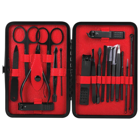 Универсальный набор для маникюра и педикюра 18 в 1 в футляре, STANDARD, черный карбон, WBZ (ВБЗ), 609487 - МСК «Форвард»