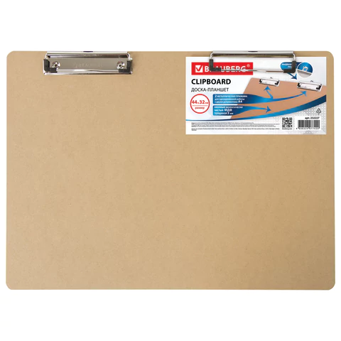 Доска-планшет БОЛЬШОГО ФОРМАТА (440х320 мм), А3, BRAUBERG "Eco" с двумя прижимами, МДФ, 3 мм, 232227 - МСК «Форвард»