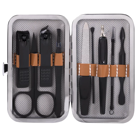 Универсальный набор для маникюра и педикюра 9 в 1 в футляре, MINI, красный, WBZ (ВБЗ), 609493