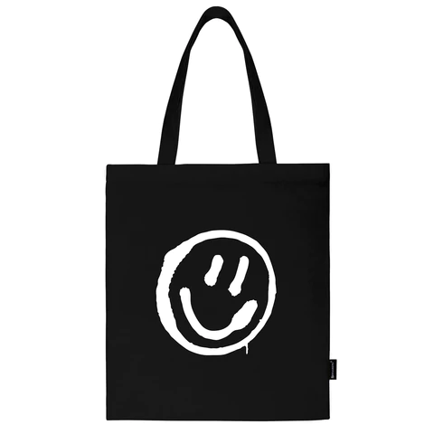 Сумка шоппер BRAUBERG, канвас, 40х35 см, черный, "Smiley", 271900