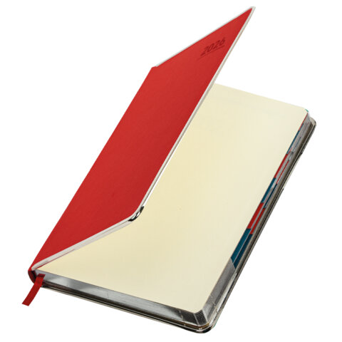 Ежедневник датированный 2026 А5 148х218 мм, GALANT "Infinity Silver", под кожу, красный, 117497 - МСК «Форвард»