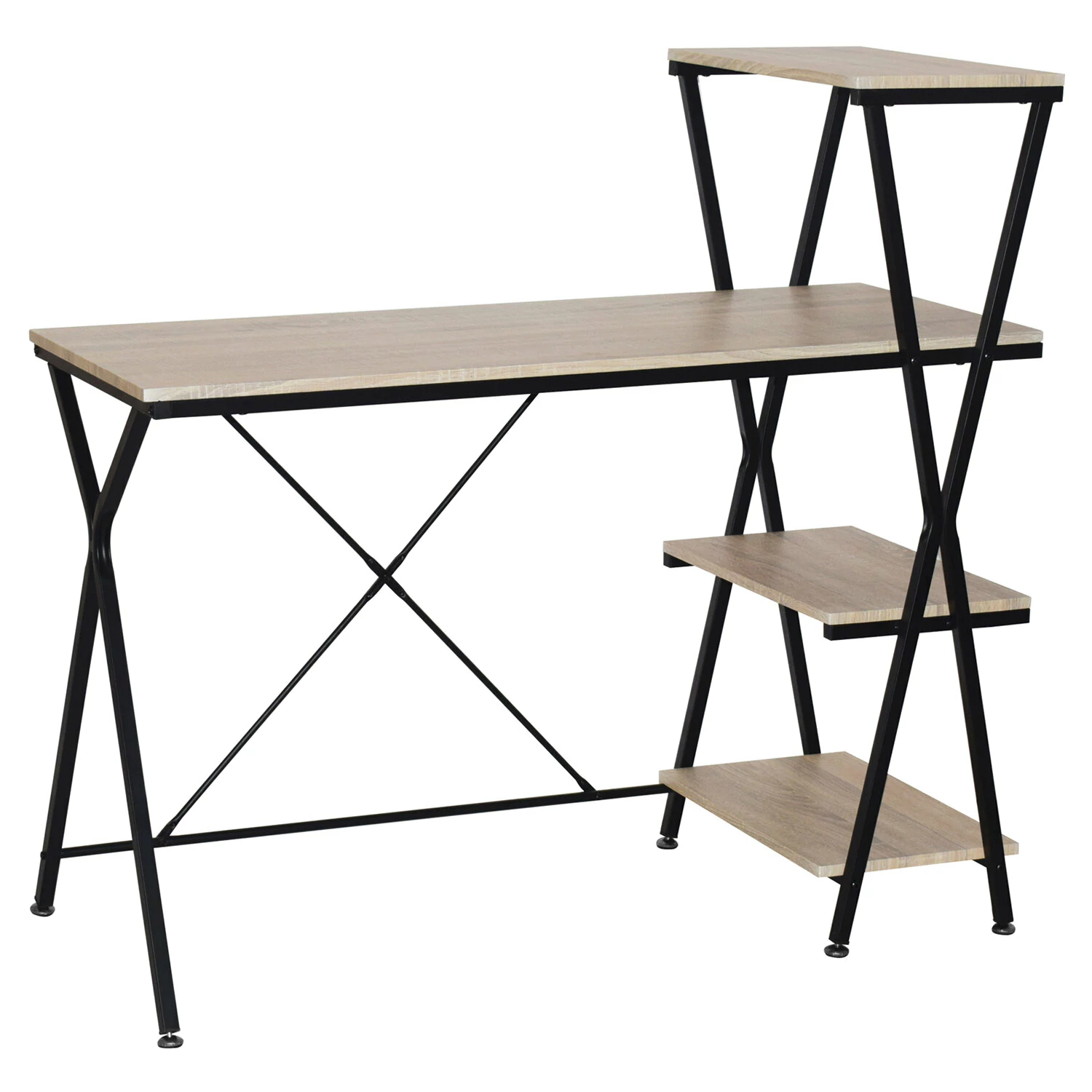 Стол на металлокаркасе BRABIX LOFT CD-004 (ш1200*г535*в1110мм), 3 полки, цвет дуб натуральный,641220