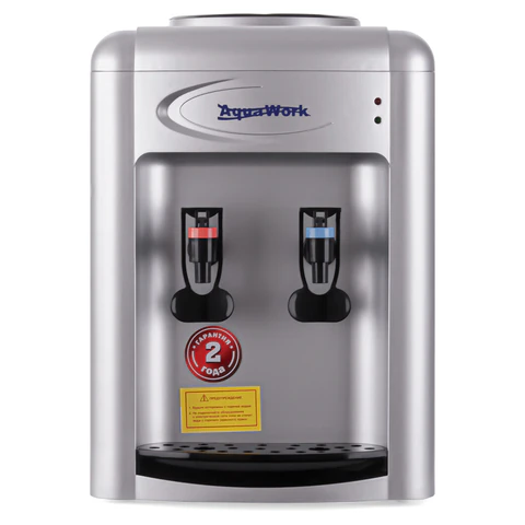 Кулер для воды AQUA WORK 0.7-TDR, настольный, НАГРЕВ/ЭЛЕКТРОННОЕ ОХЛАЖДЕНИЕ, 2 крана, серебро, 24762 458576 минпромторг - МСК «Форвард»