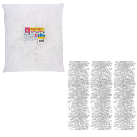 Мишура КОМПЛЕКТ 3 штуки, диаметр 100 мм, длина 2 м, белая, 592218 - МСК «Форвард»