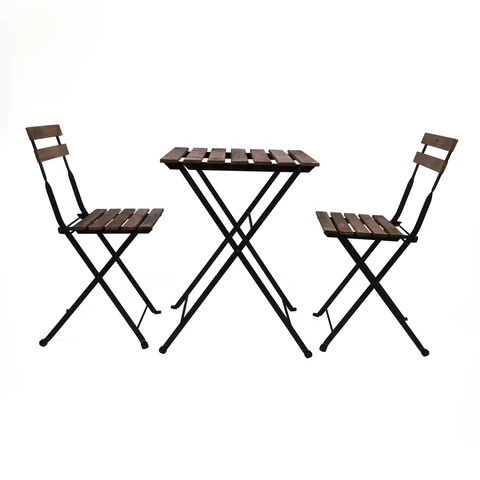 Комплект складной мебели (стол и 2 стула) NOSTRESS (НОСТРЕСС) "Woodstock FS-003A", металл черный, акация, 680060 - МСК «Форвард»