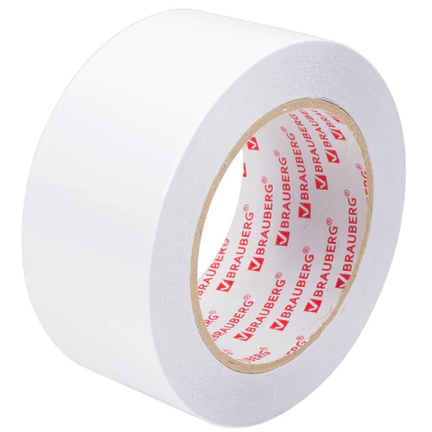 Клейкая двухсторонняя лента 50мм х 25м, ПОЛИПРОПИЛЕНОВАЯ ОСНОВА, 90 микрон, BRAUBERG, 600480