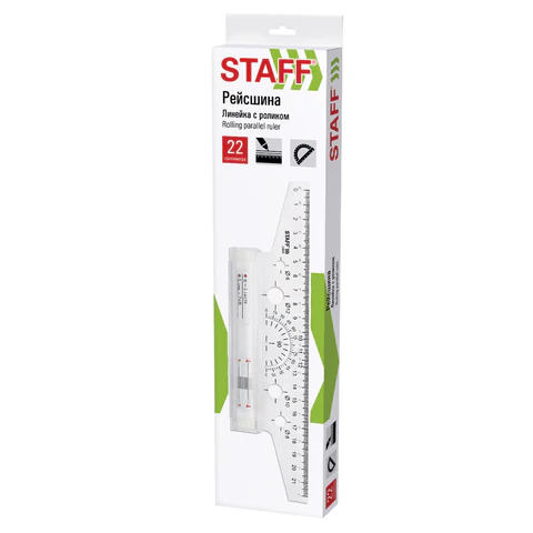 Линейка с роликом (рейсшина) 22 см, металлический ролик, картонная коробка, STAFF, 210869 - МСК «Форвард»