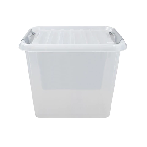 Ящик-контейнер 50 л с КРЫШКОЙ НА ЗАЩЕЛКАХ ПОЛИМЕРБЫТ "ПРОФИ", 40х50х39 см, штабелируемый, ПРОЧНЫЙ, прозрачный, 437960000 608204 - МСК «Форвард»