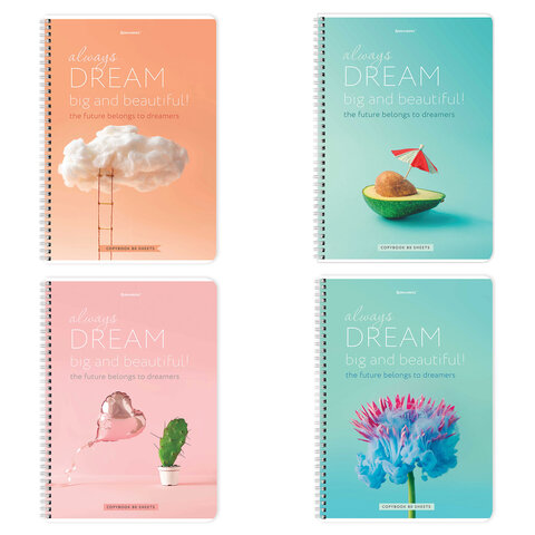 Тетрадь А4 80л. BRAUBERG гребень, клетка, обложка картон, Dream, 404049