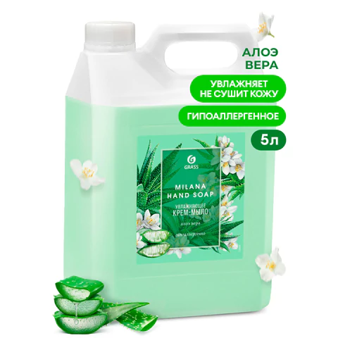 Мыло-крем жидкое 5 кг, GRASS MILANA "Алоэ вера", 126605 608967