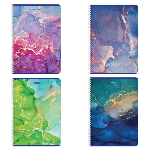 Тетрадь А4 96л. BRAUBERG гребень, клетка, матовая ламинация, Marble, 404063