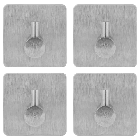 Крючки самоклеящиеся универсальные 4,5x4,5 см, КОМПЛЕКТ 4 шт., сталь, серебристые, LAIMA Home, 608785 - МСК «Форвард»