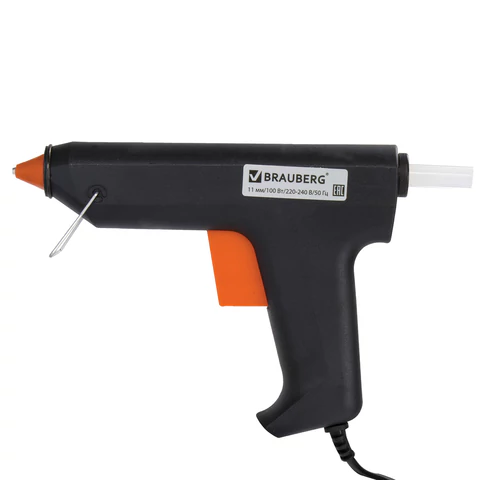 Клеевой пистолет, 100 Вт, для стержня 11 мм, BRAUBERG, в блистере, 670325 - МСК «Форвард»