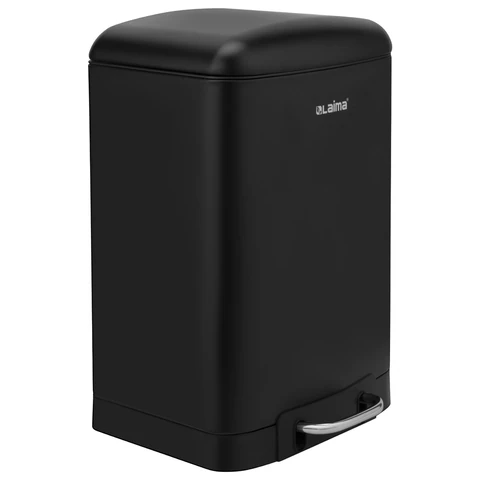 Ведро мусорное с педалью 12 л, крышка с доводчиком, черное матовое, металл, LAIMA ULTRA, 701565 - МСК «Форвард»