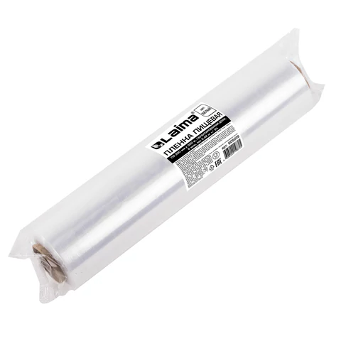 Пленка пищевая ПЭ 300мм х 300м, ГАРАНТИРОВАННАЯ ДЛИНА, 6 мкм, вес 0,48кг+-5%, LAIMA, 605039