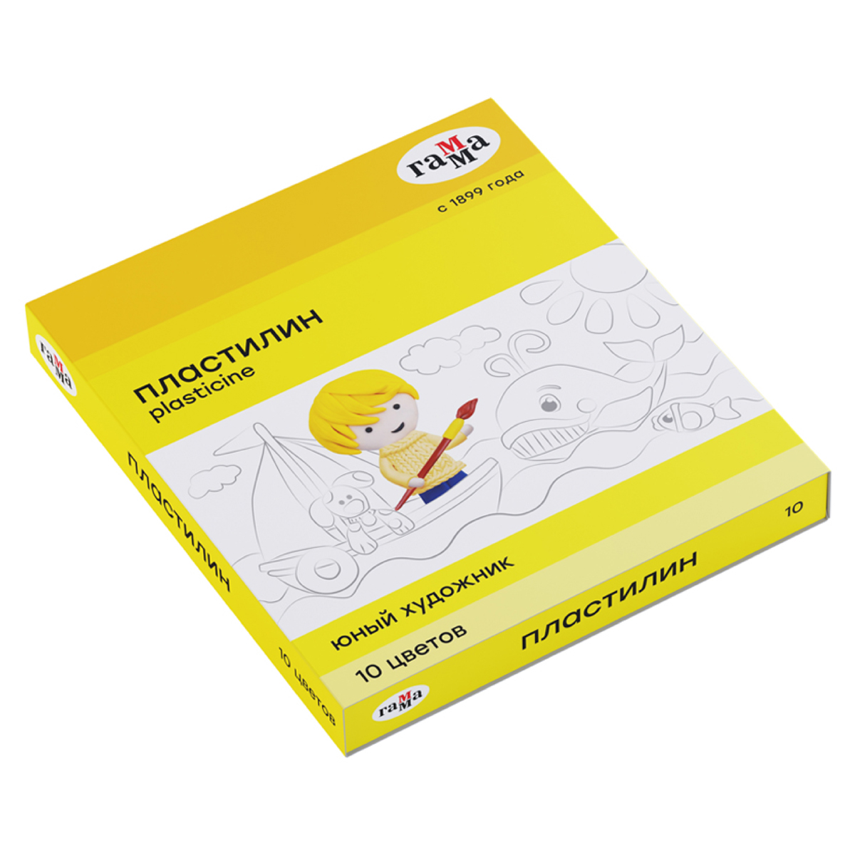 Пластилин классический ГАММА "Юный художник NEW", 10 цв., 140г, со стеком, картонная упаковка,280044 298644