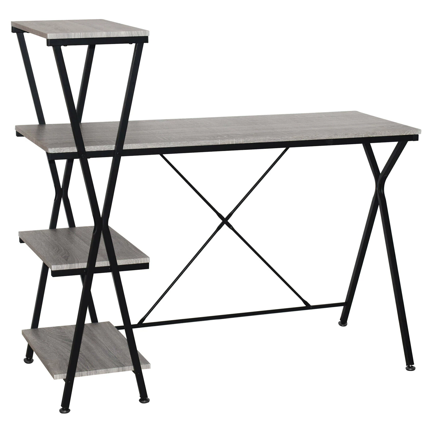 Стол на металлокаркасе BRABIX LOFT CD-004 (ш1200*г535*в1110мм), 3 полки, цвет дуб антик, 641219