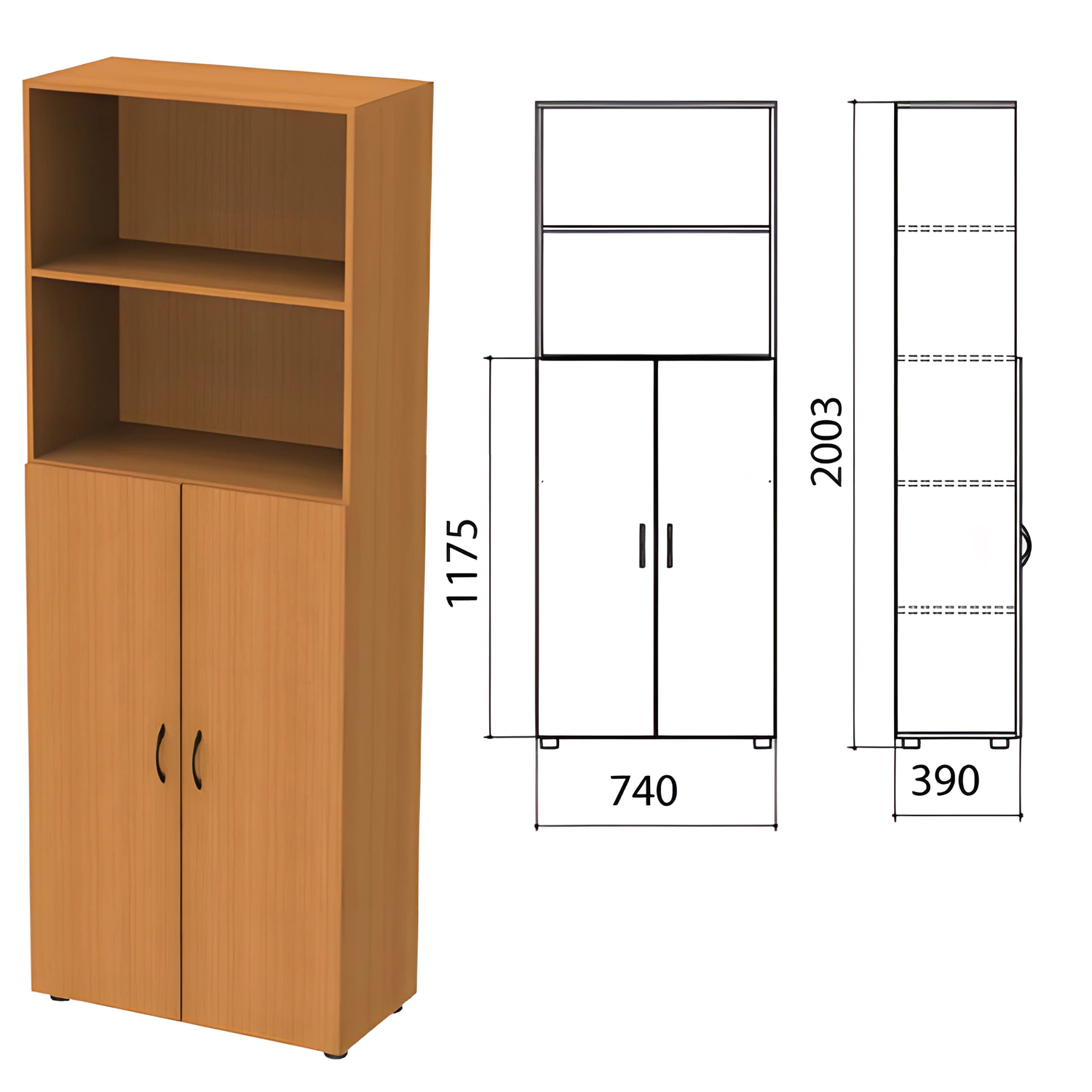 Шкаф полузакрытый "Фея", 740х390х2000мм, цвет орех милан (КОМПЛЕКТ) 980034