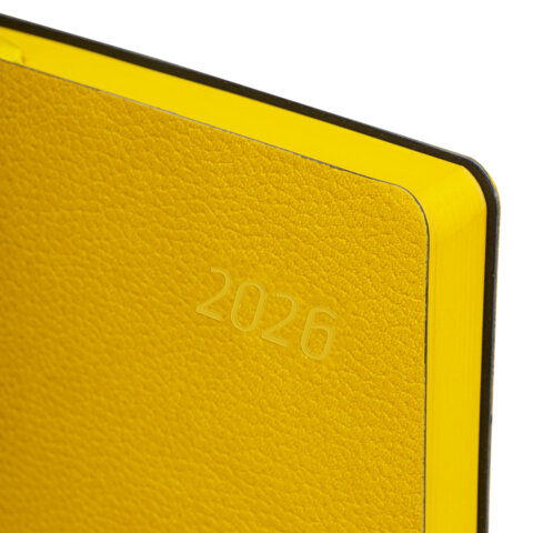 Ежедневник датированный 2026 А5 138x213 мм, BRAUBERG "Stylish", под кожу, гибкий, желтый, 117101 - МСК «Форвард»