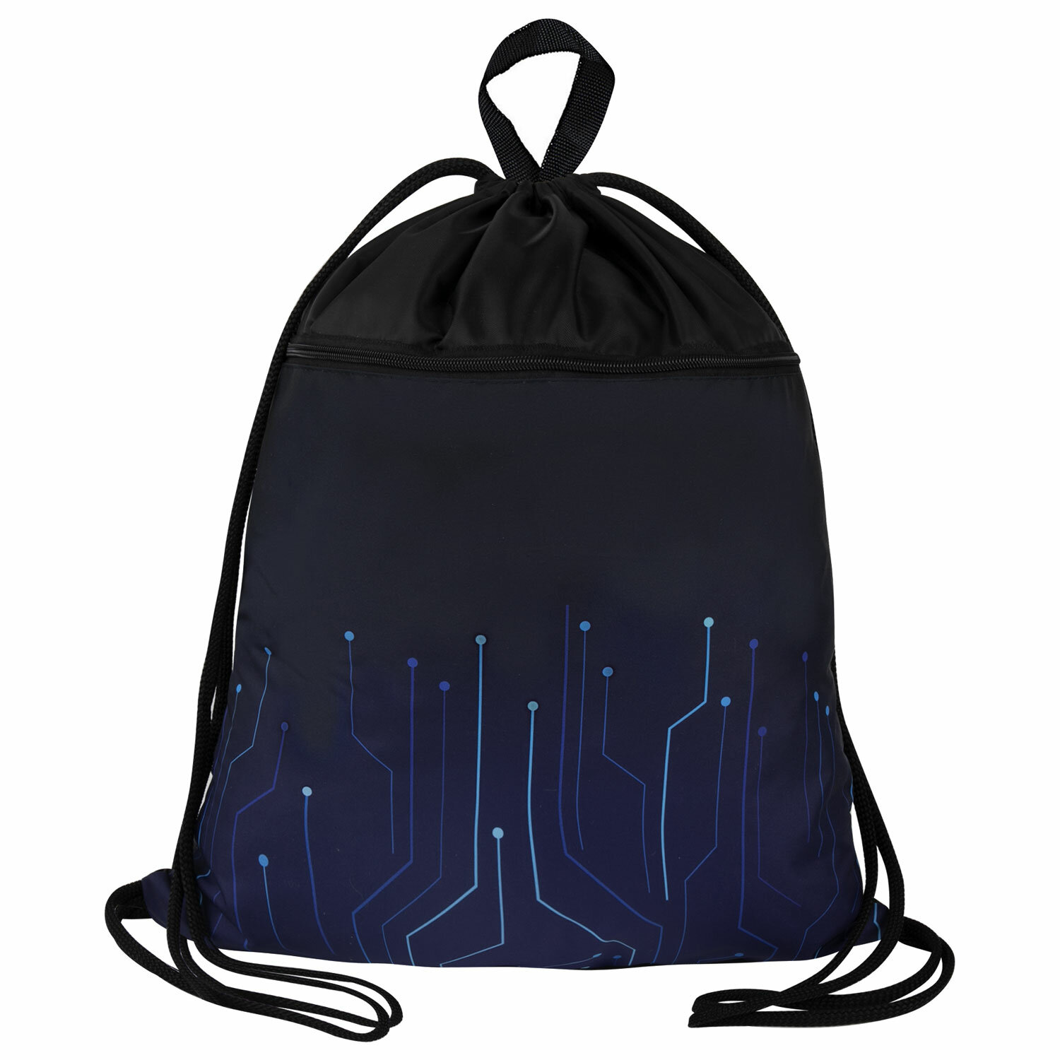 Мешок для обуви BRAUBERG БОЛЬШОЙ, с ручкой, карман на молнии, сетка, 49х41 см, Electro, 271061