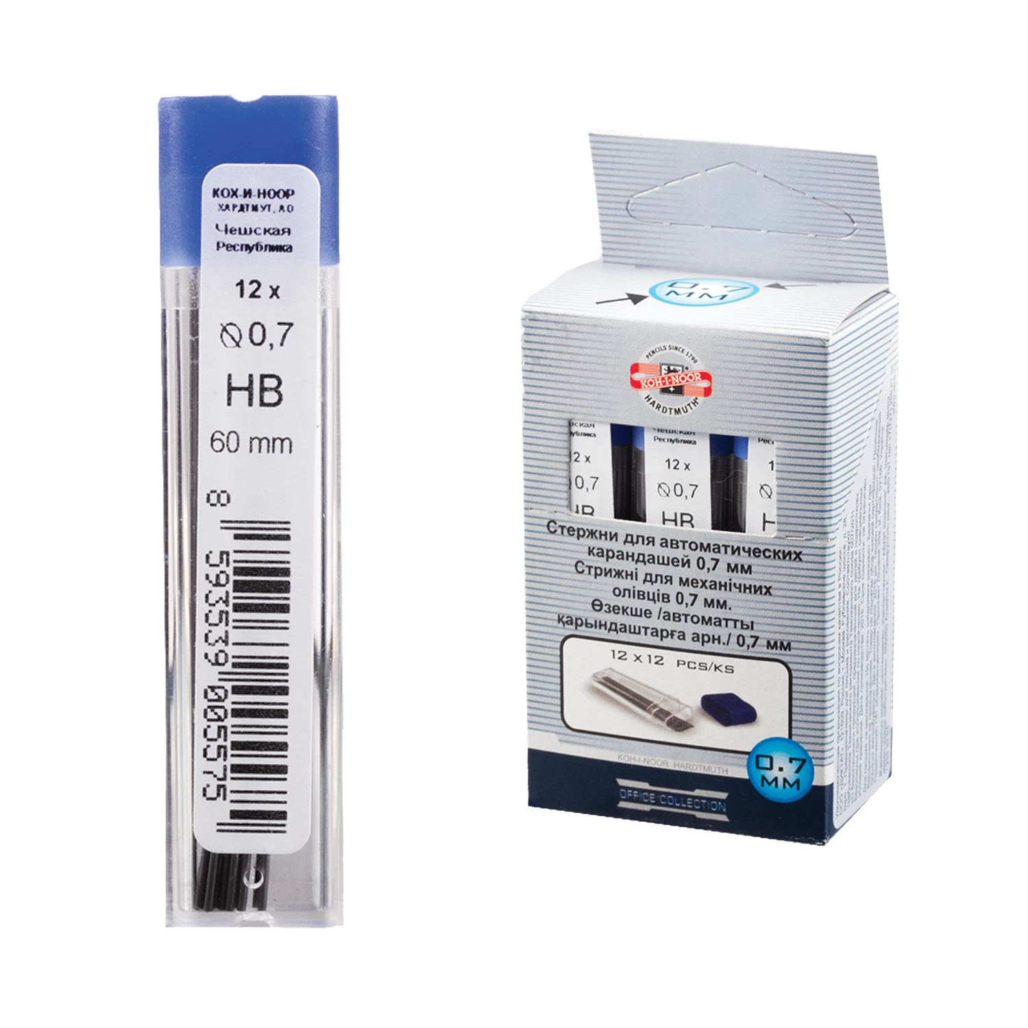 Грифели запасные 0,7 мм, HB, KOH-I-NOOR, КОМПЛЕКТ 12 штук, 4162/HB 41620HB007PKRU 181000