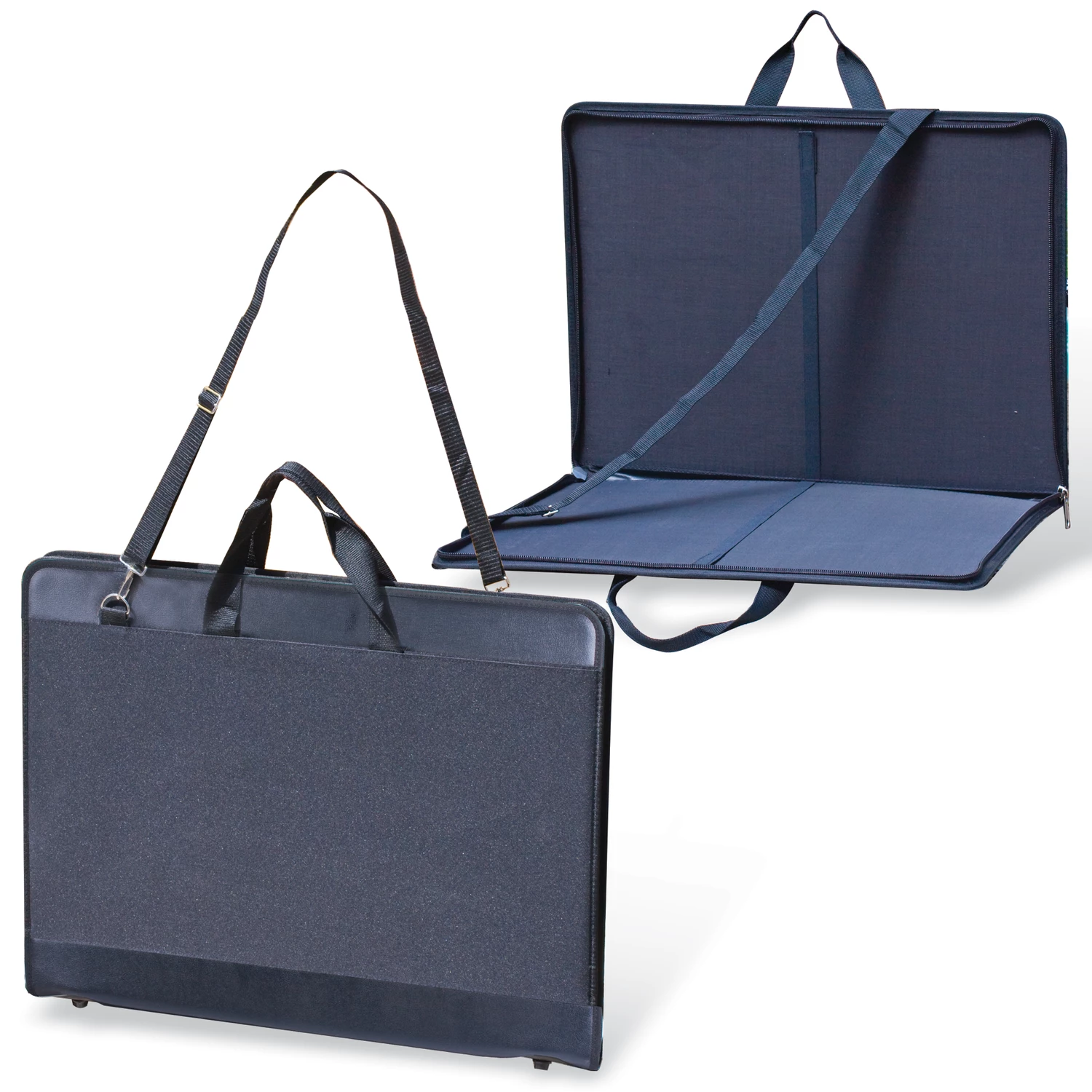 Папка для рисунков и чертежей А2, 645х470мм, "Пленэр-2", с ручками, кожзам/ткань, черная, 675/1 223112