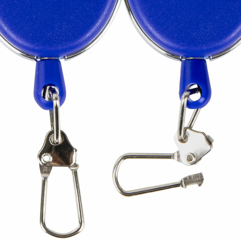 Держатель-рулетка для бейджей, 70 см, 2 карабина, синий, в блистере, BRAUBERG, 238239 - МСК «Форвард»