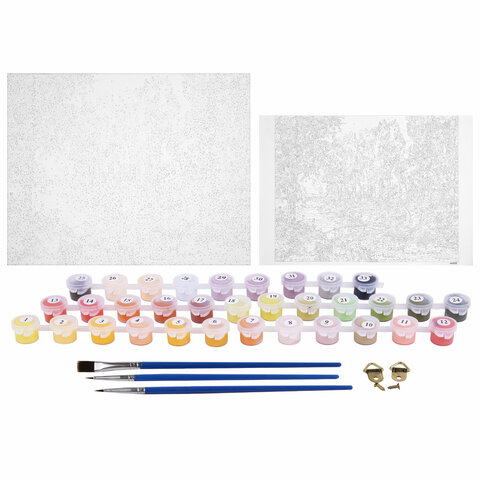 Картина по номерам 40х50 см, ОСТРОВ СОКРОВИЩ "Осень в старом парке", на подрамнике, акрил, кисти, 663280 - МСК «Форвард»