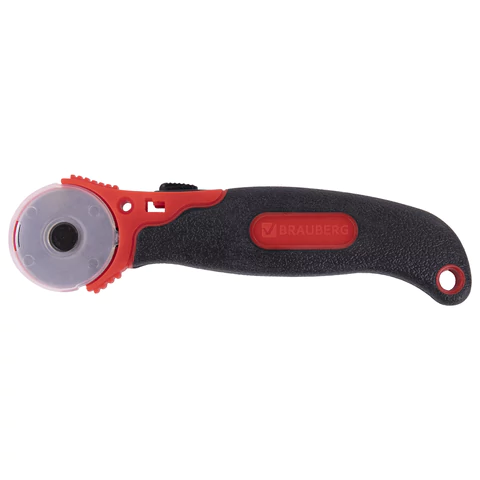 Нож раскройный роликовый 28 мм BRAUBERG, круглое лезвие, резиновые вставки, 238089 - МСК «Форвард»
