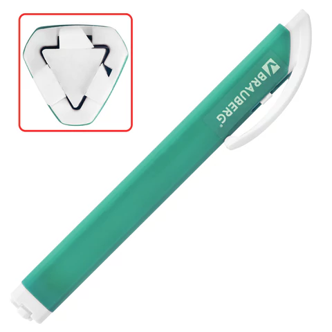 Ластик выдвижной + 2 сменных ластика BRAUBERG "TRIOS", 124х12х12 мм, бирюзовый корпус, 272693 - МСК «Форвард»