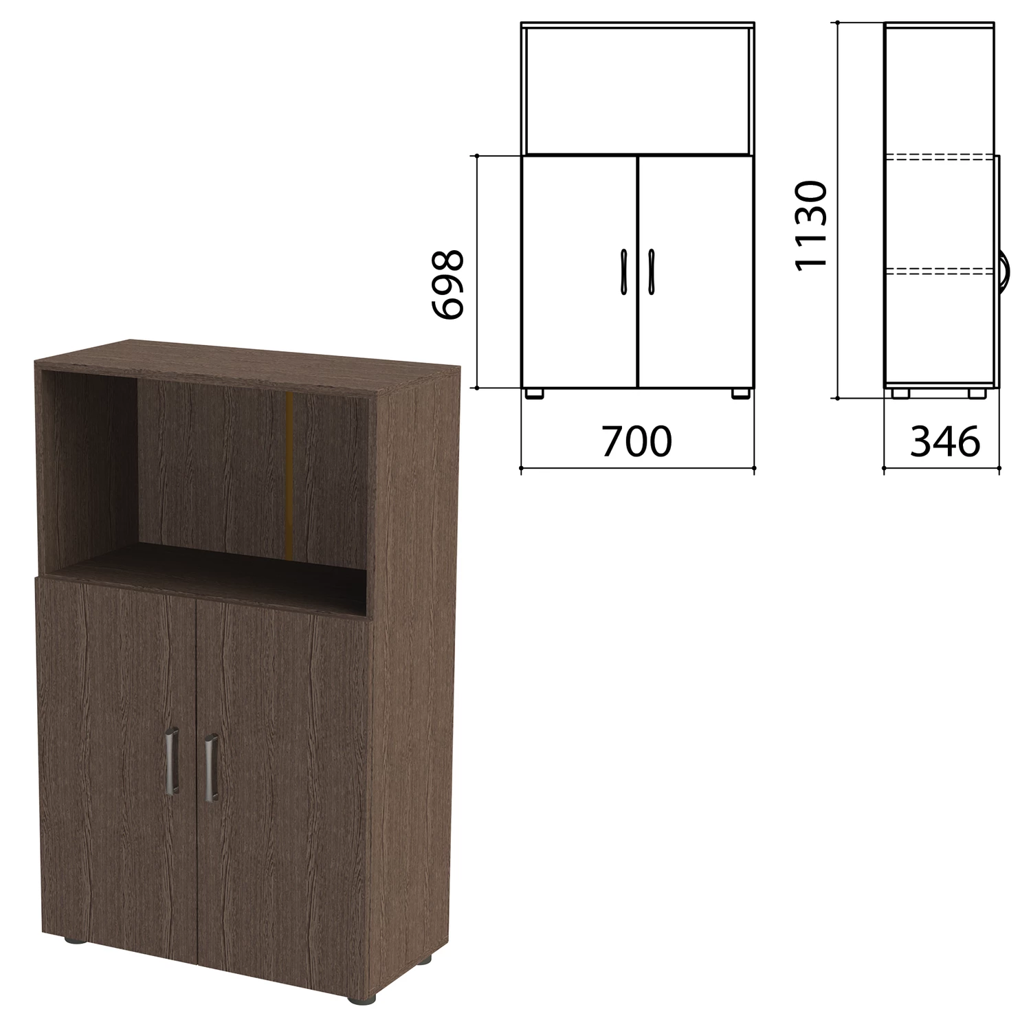Шкаф полузакрытый "Канц", 700х350х1130 мм, цвет венге/венге (КОМПЛЕКТ)  980499