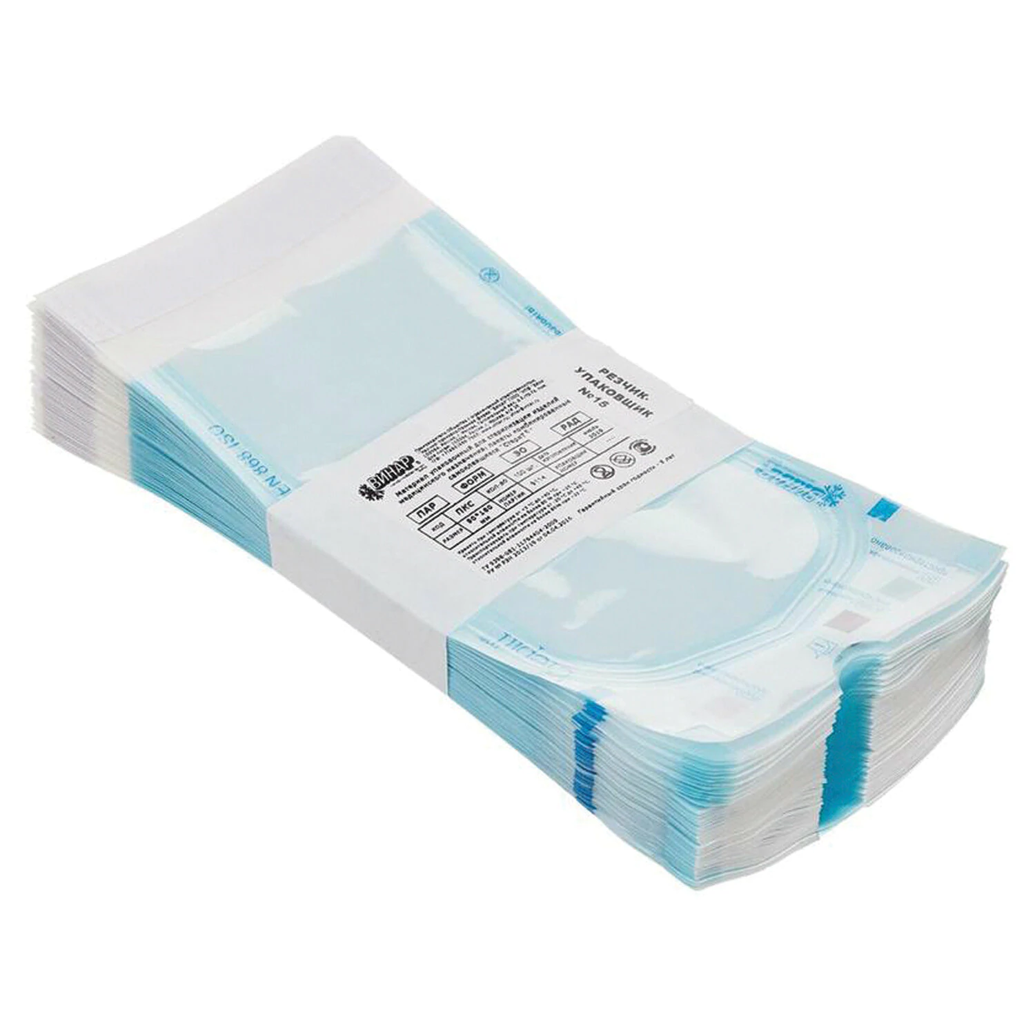 Пакет комб. самокл. ВИНАР СТЕРИТ, комплект 100 шт., для ПАР/ГАЗ стерилизации, 90х160мм,  630414