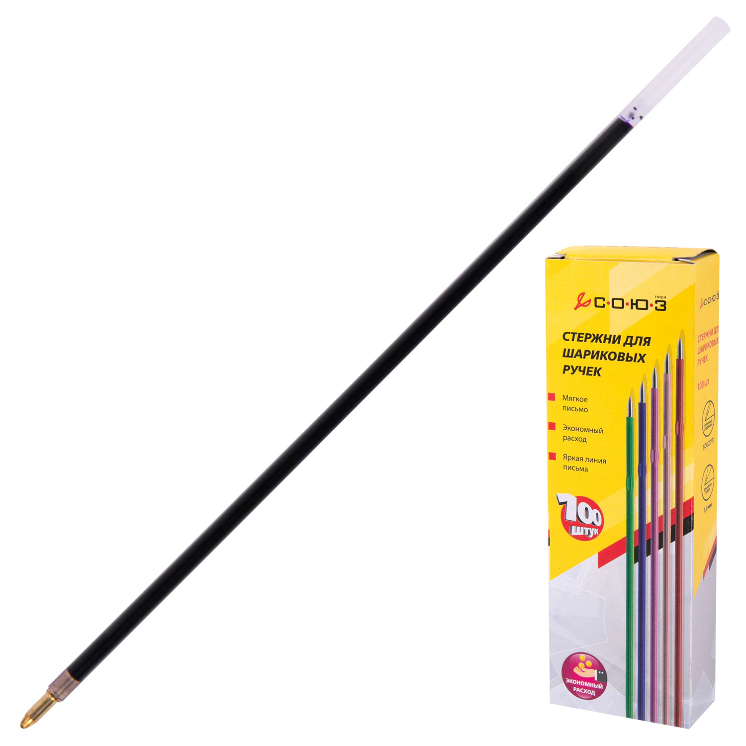 Стержень шариковый СТАММ СОЮЗ 152мм, СИНИЙ, пишущий узел 1мм, линия 0,35мм, УП 152-01 