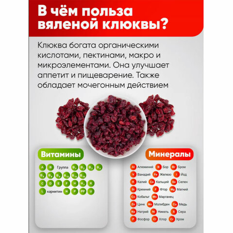 Клюква вяленая NARMAK, 1 кг 623572 - МСК «Форвард»