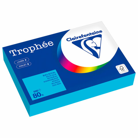 Бумага цветная CLAIREFONTAINE, А4, 80 г/м2, 500 л., интенсив, королевский синий, Франция, 1976PC 116722
