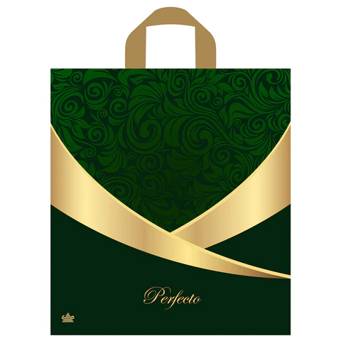 Пакет с петлевой ручкой ПВД, 40х37 см, "Перфекто Малахит", 95 мкм, КОМПЛЕКТ 25ШТ н00268697 701471