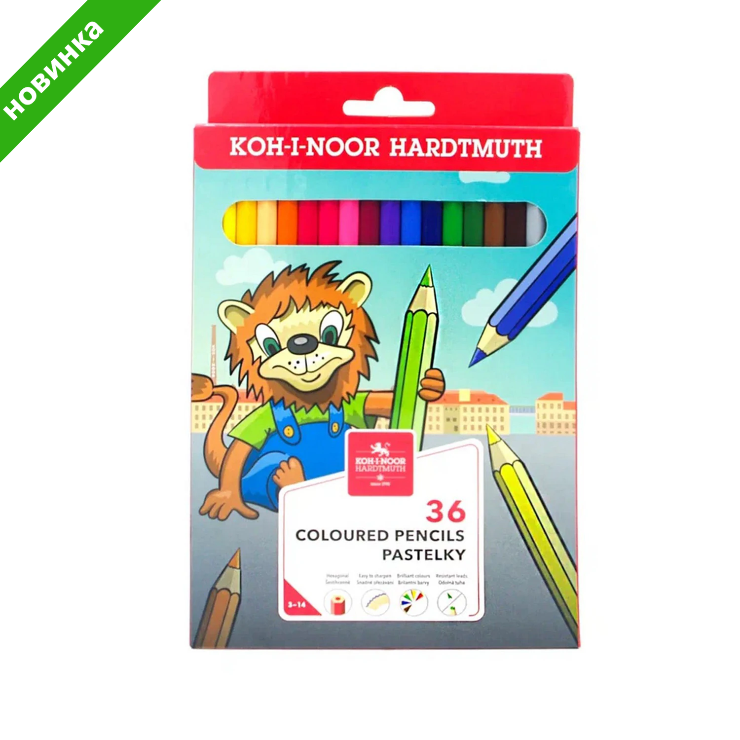 Карандаши цветные KOH-I-NOOR "LION", 36 цветов, 2,8 мм, европодвес, 3555/36, 3555036034KS 182175