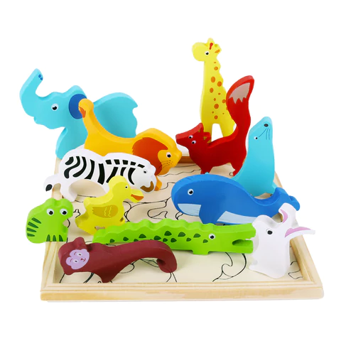 Пазл деревянный развивающий для детей "Дикие животные", 17х17 см, BRAUBERG KIDS, 665250 - МСК «Форвард»