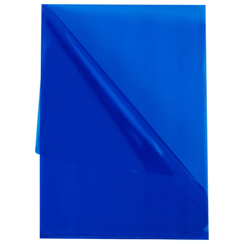 Папка-уголок прозрачная А4 BRAUBERG UNIVERSAL, синяя, 0,10 мм, со штрихкодом, 273045 - МСК «Форвард»