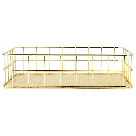 Органайзер-корзинка для косметики и мелочей металлическая MONTE VITA (МОНТЕ ВИТА), 242х162х63 мм, золото, 272481 - МСК «Форвард»