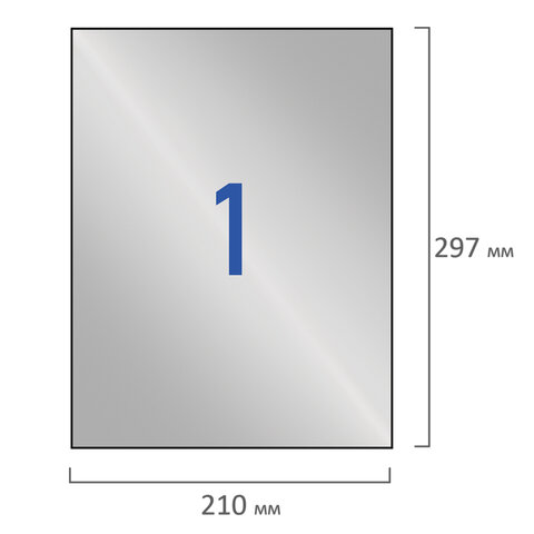 Этикетка самоклеящаяся 210х297 мм, 1 этикетка, полиэстер, серебро, 25 листов, TANEX, сырье Финляндия, 114544, TW-2000 114544 - МСК «Форвард»