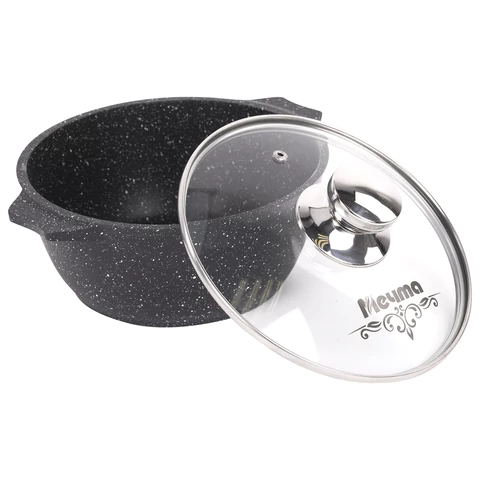 Кастрюля 2 л с жаропрочной крышкой 20 см, антипригарное покрытие, МЕЧТА "Гранит Black", 42802 700720 - МСК «Форвард»