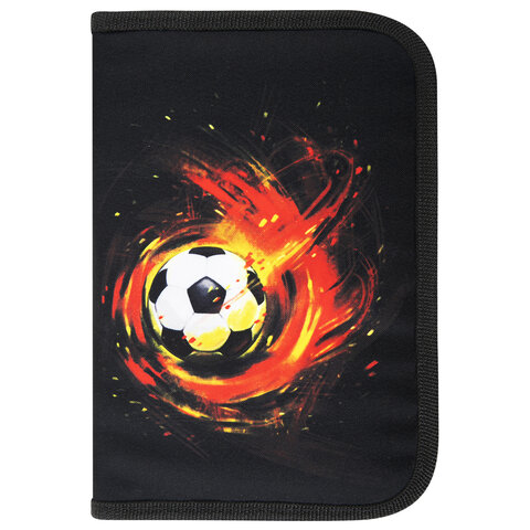 Пенал BRAUBERG с наполнением, 1 отделение, 1 откидная планка, 24 предмета, 21х14 см, "Fireball", 270723 - МСК «Форвард»