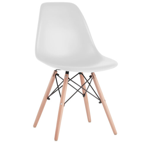 Стулья BRABIX "Eames CF-010", КОМПЛЕКТ 4 шт., пластик белый, опоры дерево/металл, 532630, 2033A - МСК «Форвард»
