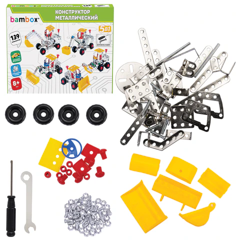 Конструктор металлический "Строительная техника 5 в 1", подвижные детали, 139 элементов, BAMBOX (БАМБОКС), 666370 - МСК «Форвард»