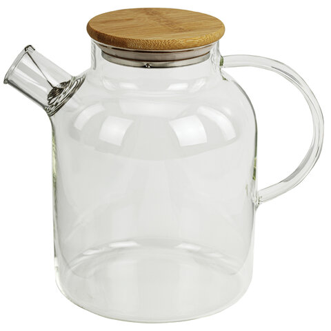 Чайник заварочный 1500 мл "Бочонок", жаропрочное стекло, спиральное сито, DASWERK, 608645