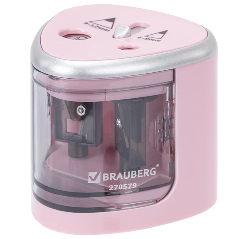 Точилка электрическая BRAUBERG DUAL (для 2 диаметров карандашей!), 4 батарейки АА, розовая, 270579 - МСК «Форвард»