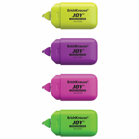 Корректирующая лента ERICH KRAUSE "JOY" 5 мм х 6 м, корпус ассорти, блистер, европодвес, 53197 272904 - МСК «Форвард»