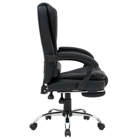 Кресло офисное CROMEX (КРОМЕКС) "Chill MS-005", с функцией вибромассажа, подножка, экокожа, черное, 532958 - МСК «Форвард»